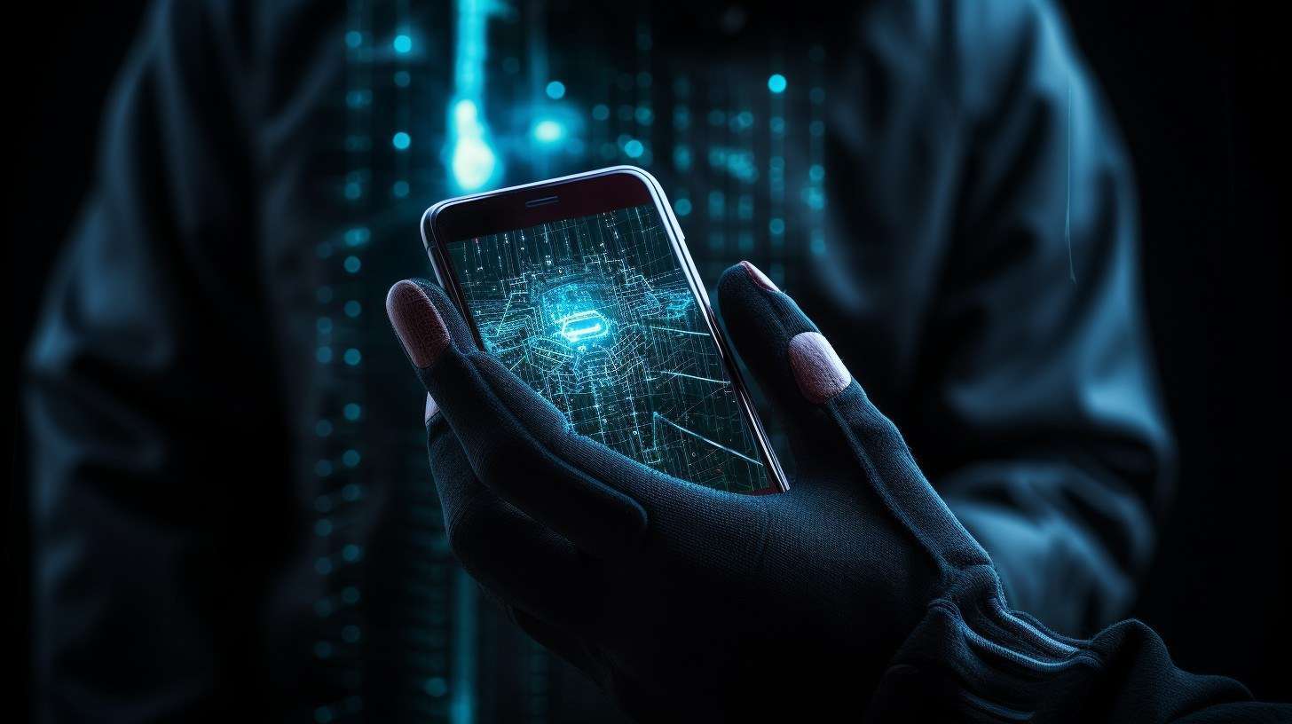 Смартфон під контролем злочинців, згенеровано штучним інтелектом