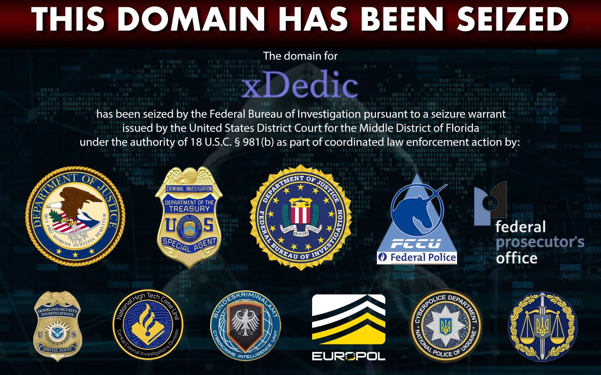 Міністерство юстиції США висунуло звинувачення 19 причетним до xDedic Marketplace зображення